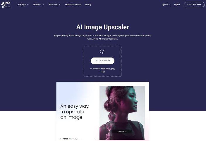 Zyro AI image upscaler