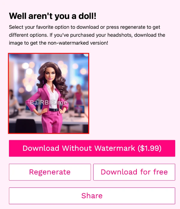 Barbie AI selfie generator