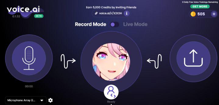 March 7th record and voice mode in voice.ai voice changer